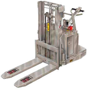Stainless Steel Fork-Over Walkie Stackers — catalog equipment photograph