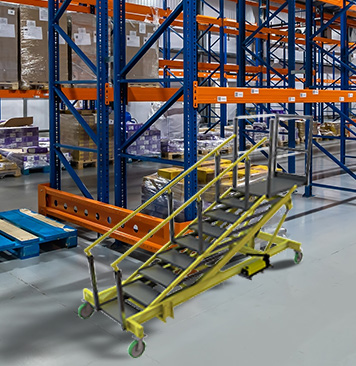 Adjustable-Height Mobile Access Ladders — catalog equipment photograph