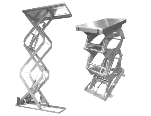 Stainless Steel Triple-Scissor Lift Tables — original catalog photograph