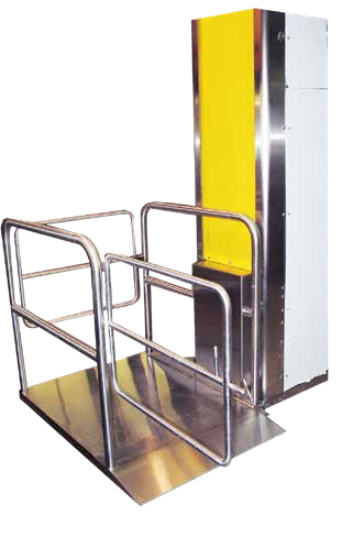 Stainless Steel Column and Mezzanine Goods Lifts — catalog equipment photograph