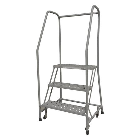 3 STEPS, 30″ H STAINLESS STEEL ROLLING LADDER, 450 LB. LOAD CAPACITY