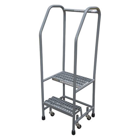 2 Steps, 20″ H Stainless Steel Rolling Ladder, 450 lb. Load Capacity