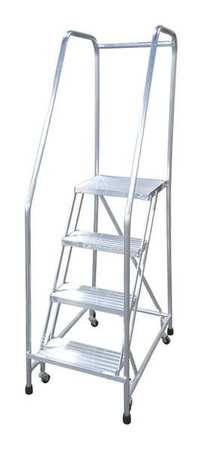 4 STEPS, 40″ H STEEL ROLLING LADDER, 450 LB. LOAD CAPACITY