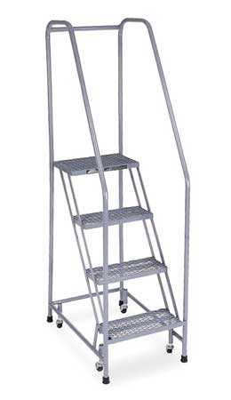 4 STEPS, 40″ H STAINLESS STEEL ROLLING LADDER, 450 LB. LOAD CAPACITY