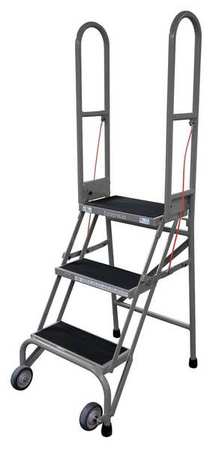 4 STEPS, 40″ H STEEL FOLDING ROLLING LADDER, 350 LB. LOAD CAPACITY