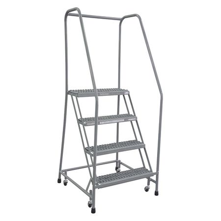 4 STEPS, 40″ H STAINLESS STEEL ROLLING LADDER, 450 LB. LOAD CAPACITY