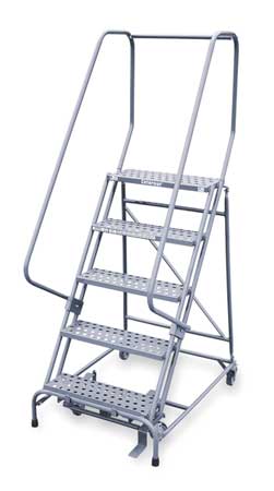 5 STEPS, 50″ H STEEL ROLLING LADDER, 450 LB. LOAD CAPACITY