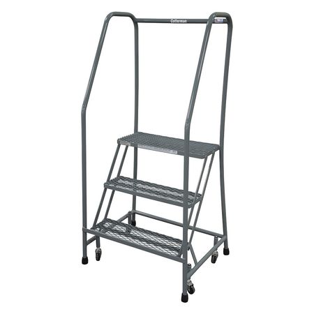 3 STEPS, 30″ H STAINLESS STEEL ROLLING LADDER, 450 LB. LOAD CAPACITY