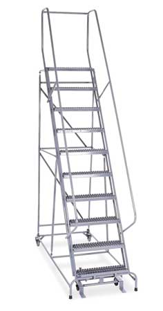 10 Steps, 100″ H Steel Rolling Ladder with 450 lb. Load Capacity