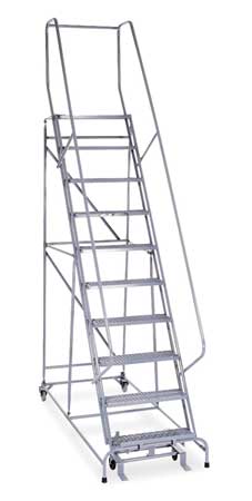 10 Steps, 100″ H Steel Rolling Ladder with 450 lb. Load Capacity
