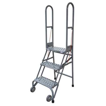 4 STEPS, 40″ H STEEL FOLDING ROLLING LADDER, 350 LB. LOAD CAPACITY