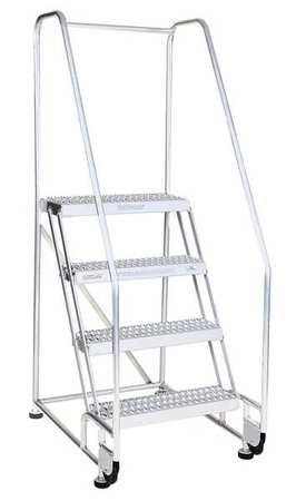 5 STEPS, 50″ H ALUMINUM TILT AND ROLL LADDER, 350 LB. LOAD CAPACITY
