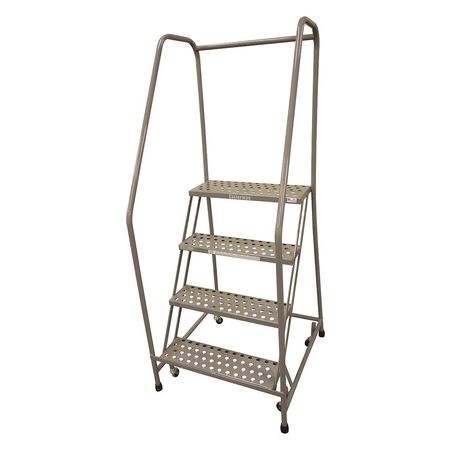 4 STEPS, 40″ H STAINLESS STEEL ROLLING LADDER, 450 LB. LOAD CAPACITY