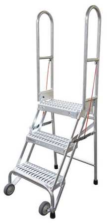 4 STEPS, 40″ H STEEL FOLDING ROLLING LADDER, 350 LB. LOAD CAPACITY