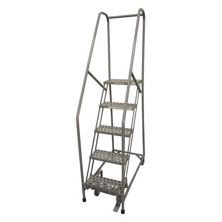 5 STEPS, 50″ H STAINLESS STEEL ROLLING LADDER, 450 LB. LOAD CAPACITY
