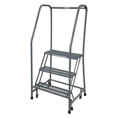 3 STEPS, 30″ H STAINLESS STEEL ROLLING LADDER, 450 LB. LOAD CAPACITY