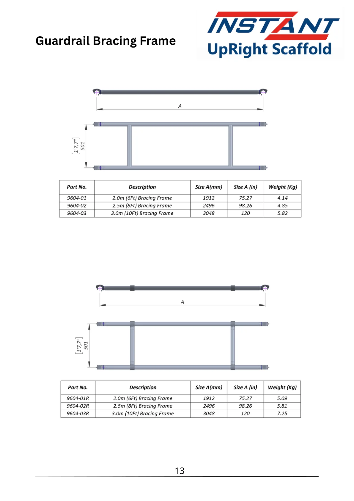 2.0 m Reinforced Bracing Frame — 9604-01R — product view