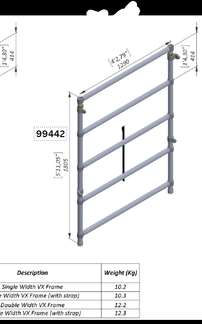 Double-Width V-X Replacement Frame with Strap — 99442 — product view