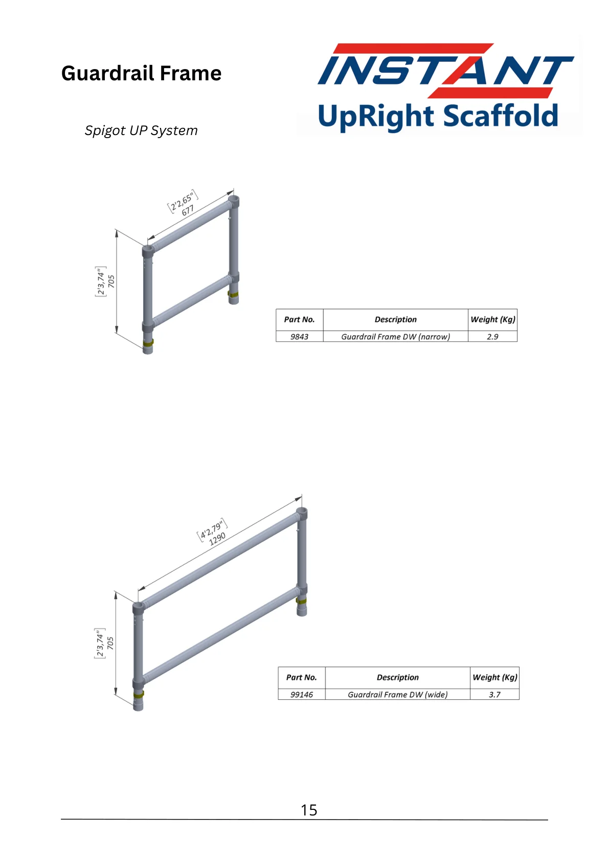 Double-Width Spigot-Up Guardrail Frame — 99146 — product view