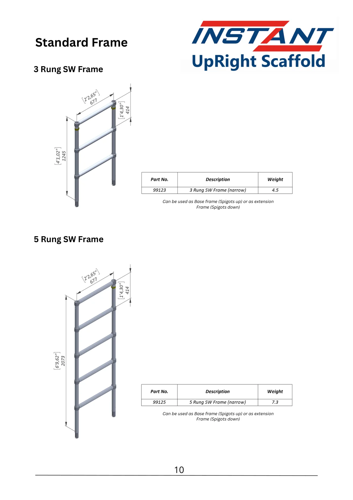 Three-Rung Single-Width Scaffold Frame — 99123 — product view