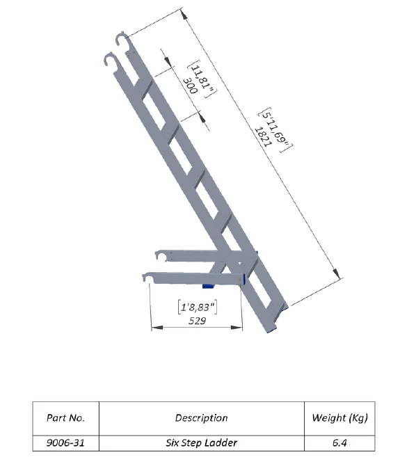 Six-Step Inclined Scaffold Ladder — 9006-31 — product view
