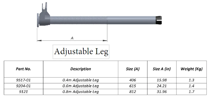 0.6 m Adjustable Scaffold Leg — 9204-01 — product view
