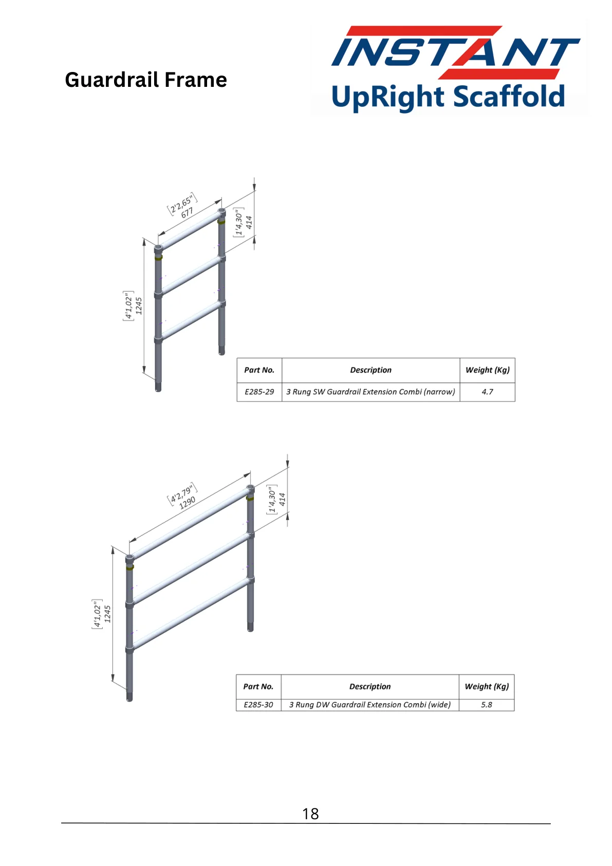 Three-Rung Single-Width Guardrail Extension Combination — E285-29 — product view