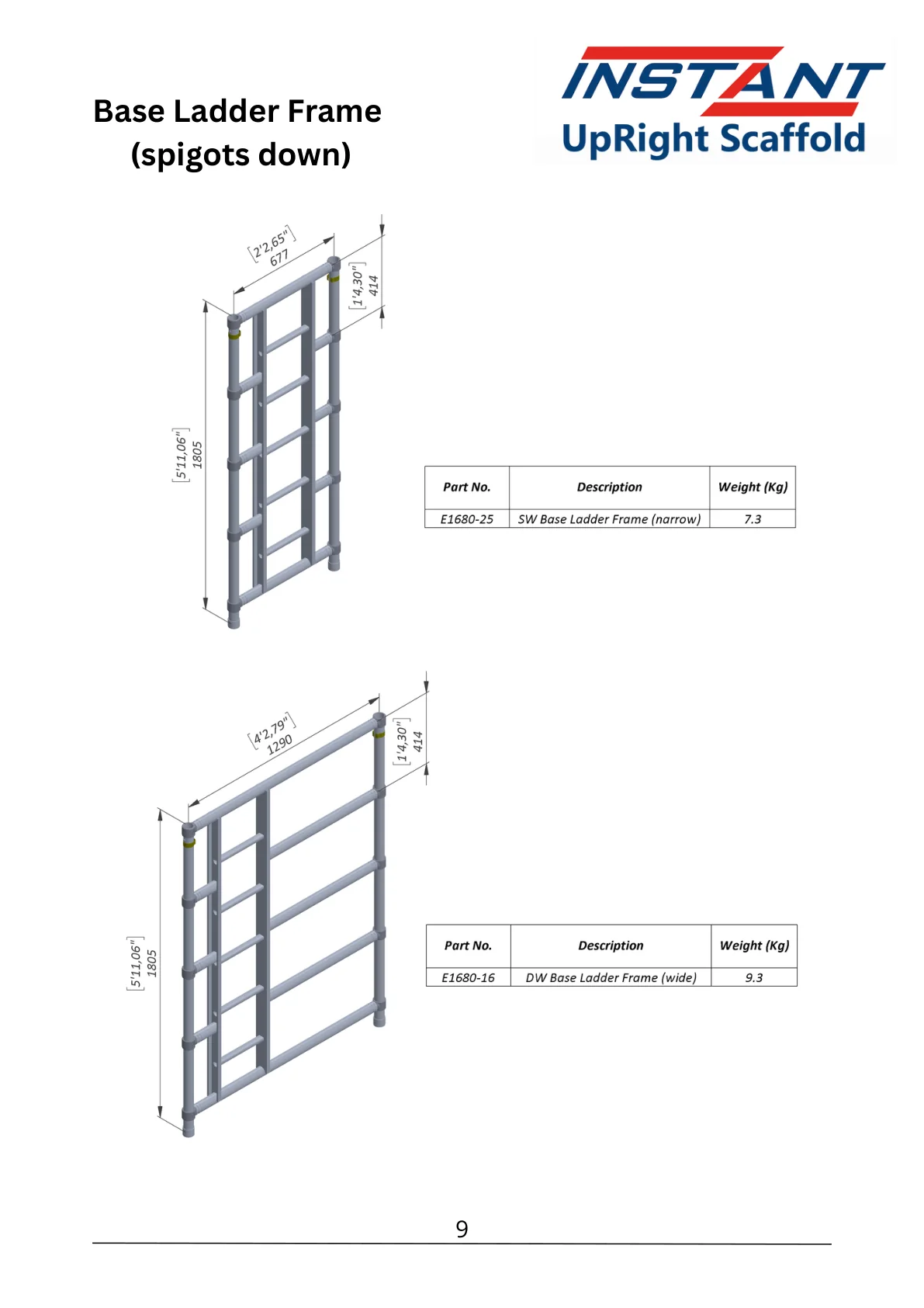 Single-Width Base Ladder Frame — E1680-25 — product view