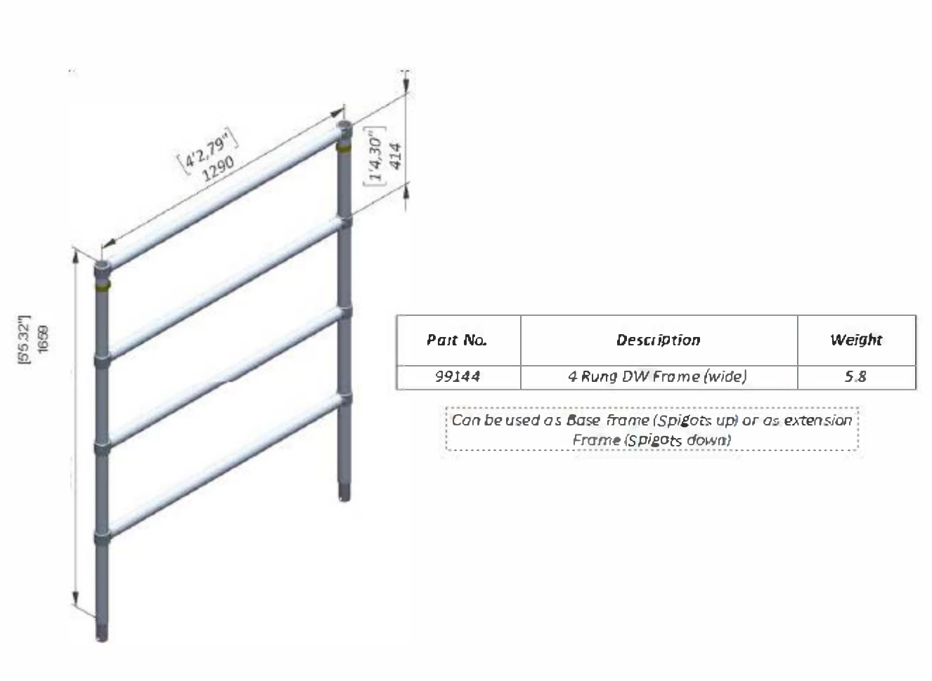 Four-Rung Double-Width Scaffold Frame — 99144 — product view