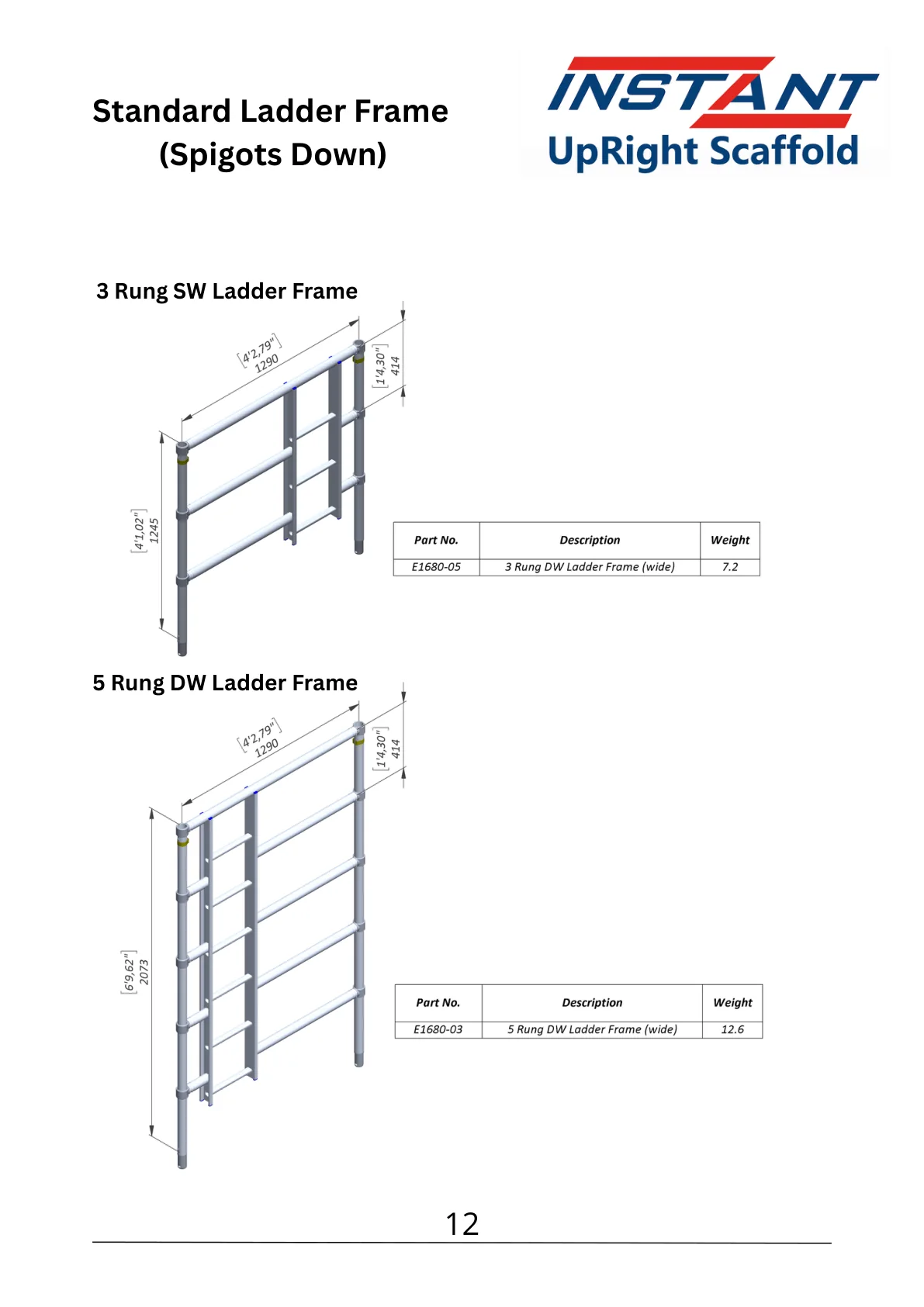 Five-Rung Double-Width Ladder Frame — E1680-03 — product view