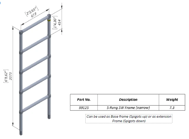 Five-Rung Single-Width Scaffold Frame — 99125 — product view