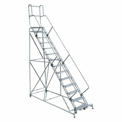 14 Steps, 140" H Steel Rolling Ladder, 450 lb. Load Capacity